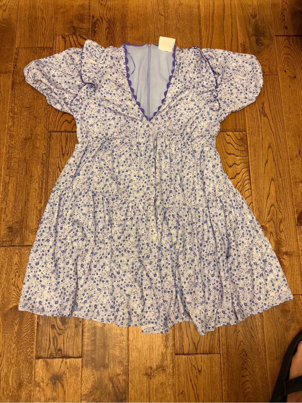 Hyacinth House Tuckernuck Lilac Floral Ric Rac Leonie Dress L perfect condition